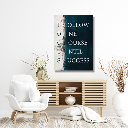 Wandbild, FOCUS, follow one course until success, Konzentration, Ziele, Motivation, Büro, Arbeitsraum, Geschenk.