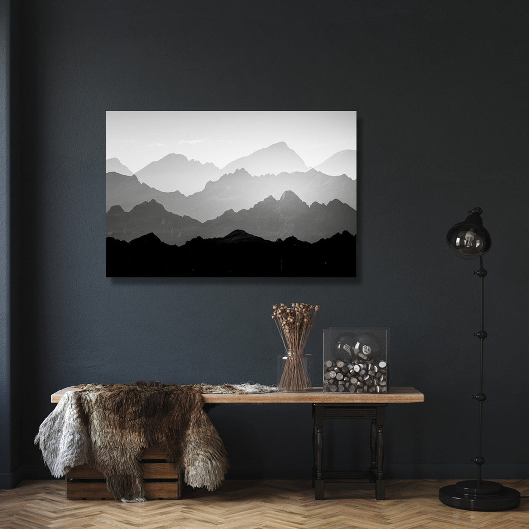 Poster: Monochrome Berglandschaft s/w Galerie Qualität