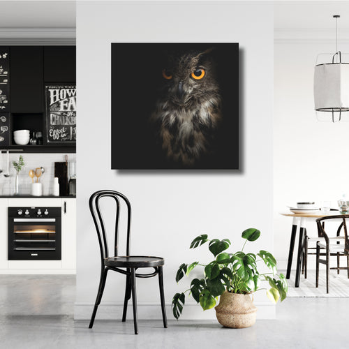 Tierporträt Wandbild, Vogel Wanddekoration, Naturinspirierte Kunst, Galeriequalität Wandkunst, Eulenliebhaber Geschenkidee, Tierfotografie Wandbild, Tierliebhaber Wanddekoration, Uhu- und Waldkauz-Porträt, Waldvogel Wandkunst, Wandbild mit realistischer Tiermalerei, Wandbild, Uhu, Waldkauz, Eule, Tierporträt, Galeriequalität, Tiere, Naturinspiriert, Vogel, Portrait